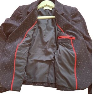 Women's Navy Blazer with Red Polkadots